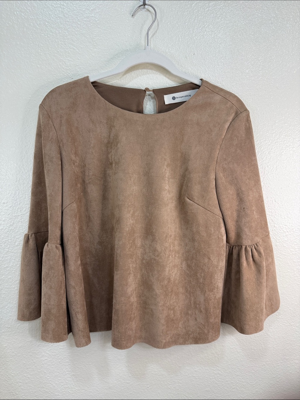 The Impeccable Pig Suede-Look Bell Sleeve Blouse Size Small Western Style - Picture 3 of 8